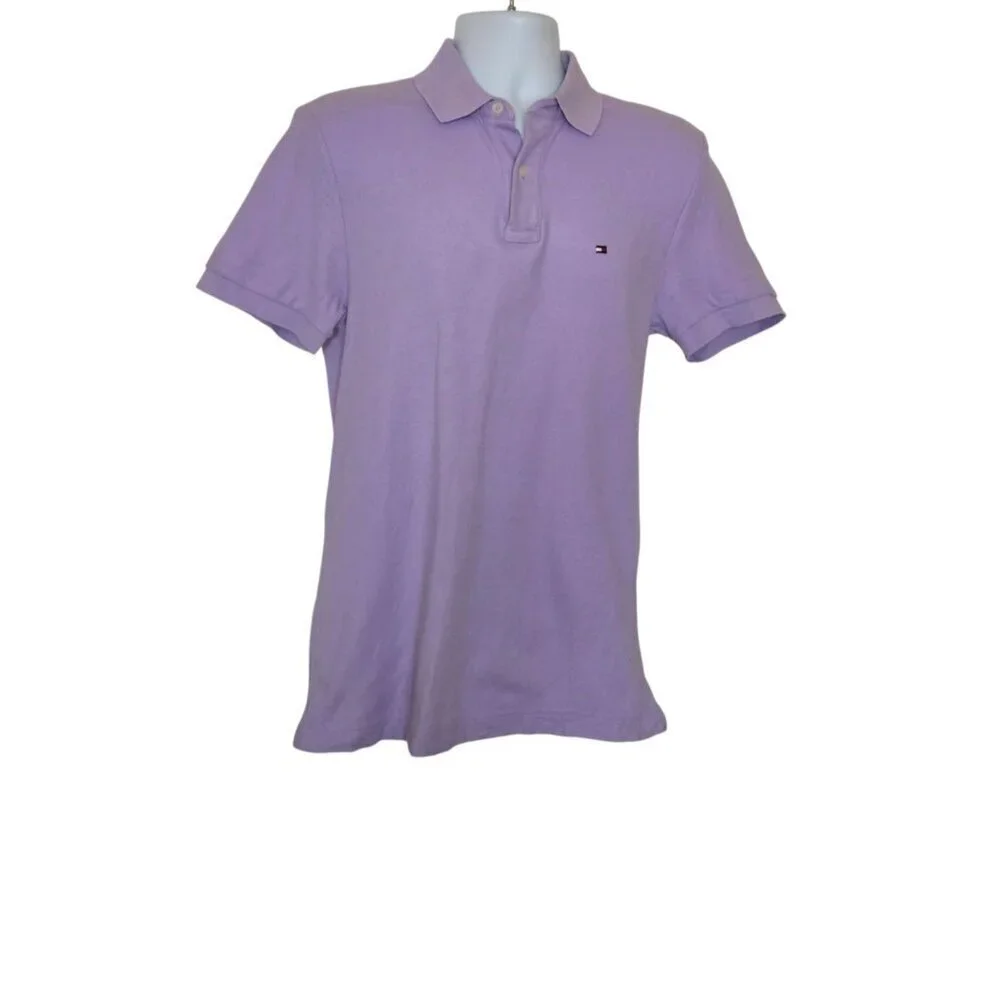 Tommy Hilfiger Polo Shirt Men's Custom Fit light purple Knit Casual size M - Picture 2 of 7